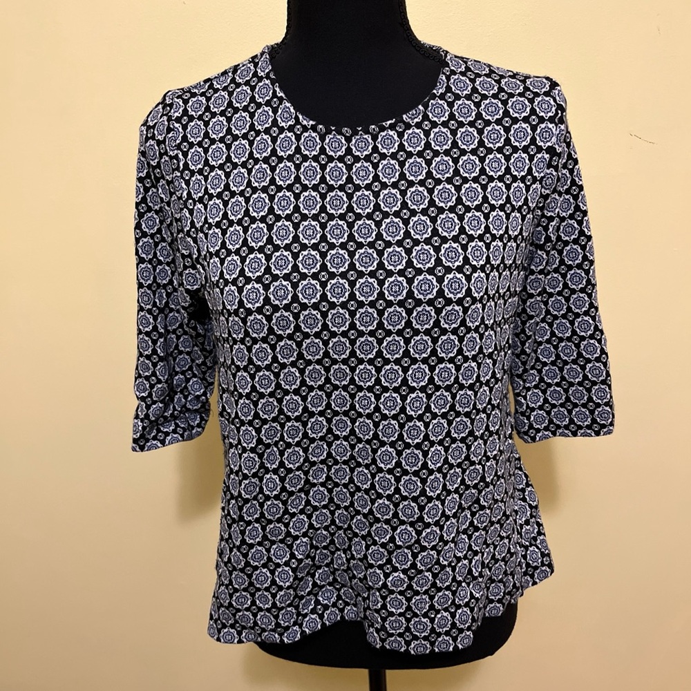 J. Jill Black and White Geometric Blouse